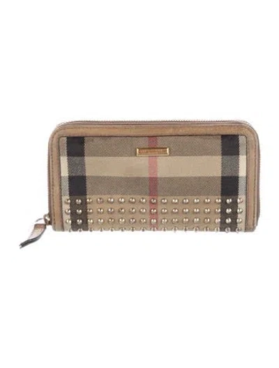 Pre-owned Burberry Prorsum Nova Check Pattern Canvas Continental Wallet In Neutral