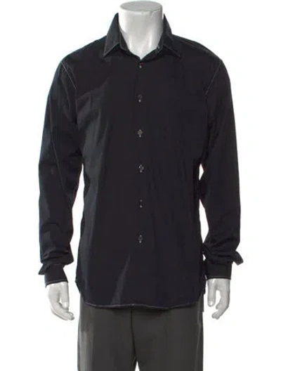 Pre-owned Burberry Prorsum Nova Check Pattern Long Sleeve Dress Shirt In Black