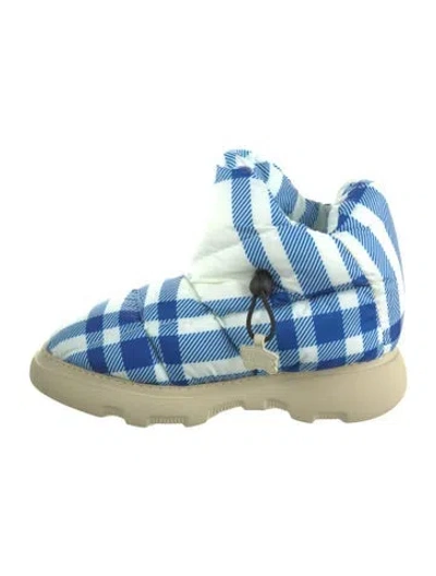 Pre-owned Burberry Prorsum Nylon Printed Combat Boots W/ Tags In Blue