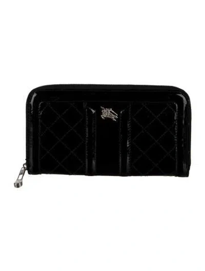 Pre-owned Burberry Prorsum Patent Leather Continental Wallet In Black