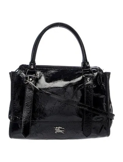 Pre-owned Burberry Prorsum Patent Leather Top Handle Bag In Black