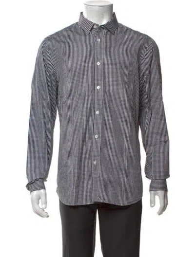 Pre-owned Burberry Prorsum Plaid Print Long Sleeve Dress Shirt In White