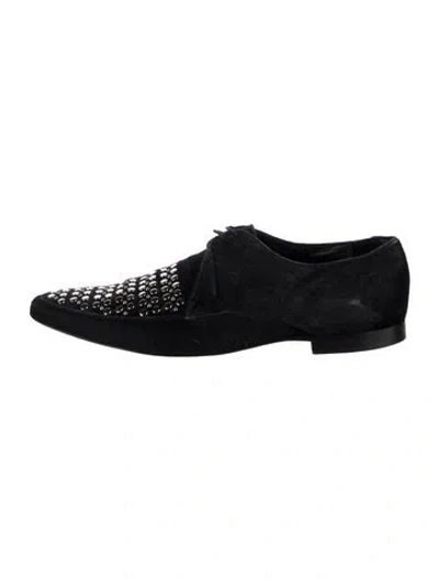 Pre-owned Burberry Prorsum Ponyhair Graphic Print Oxfords In Black