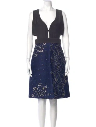 Pre-owned Burberry Prorsum Printed Knee-length Dress In Blue