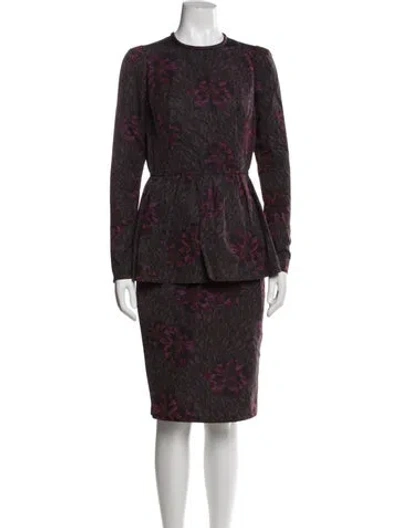 Pre-owned Burberry Prorsum Printed Midi Length Dress In Black