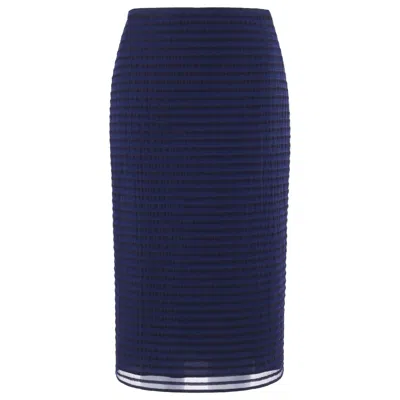 Pre-owned Burberry Prorsum Resort S/s 2015 Navy Blue Striped Midi Pencil Skirt Nwt