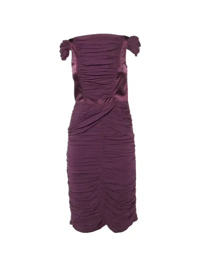 Pre-owned Burberry Prorsum Ruched Midi Dress In Purple