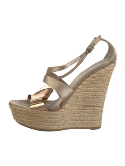 Pre-owned Burberry Prorsum Satin Colorblock Pattern Espadrilles In Neutral