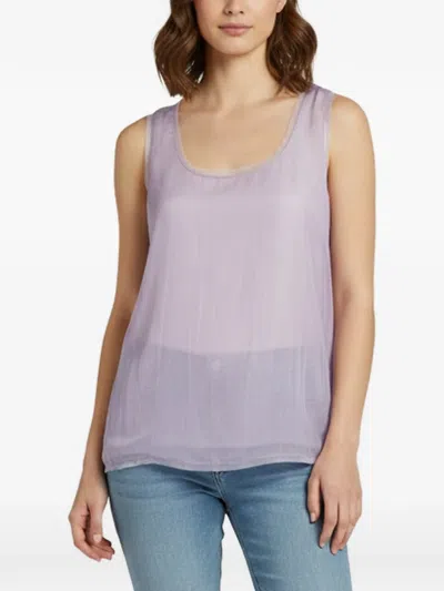 Pre-owned Burberry Prorsum Semi-sheer Tulle-overlay Tank Top In Purple