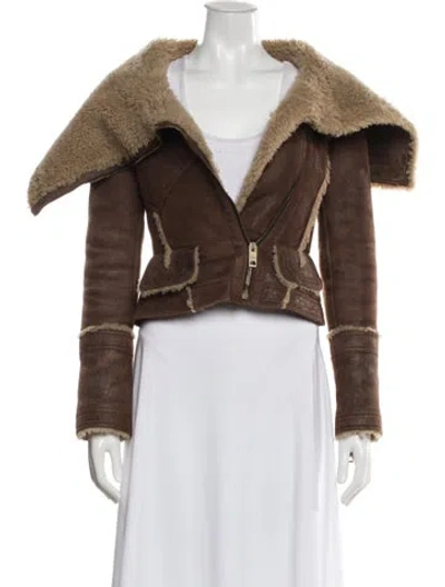Pre-owned Burberry Prorsum Shearling Fur Jacket In Brown