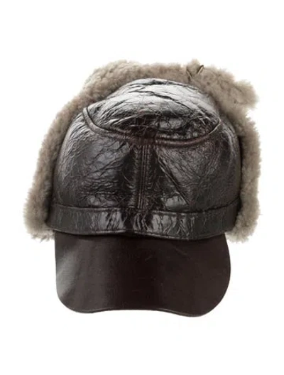 Pre-owned Burberry Prorsum Shearling Lined Aviator Trapper Cap In Brown