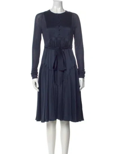 Pre-owned Burberry Prorsum Silk Knee-length Dress In Blue