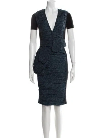 Pre-owned Burberry Prorsum Silk Knee-length Dress In Blue