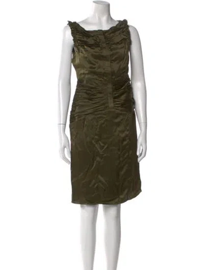 Pre-owned Burberry Prorsum Silk Knee-length Dress In Green