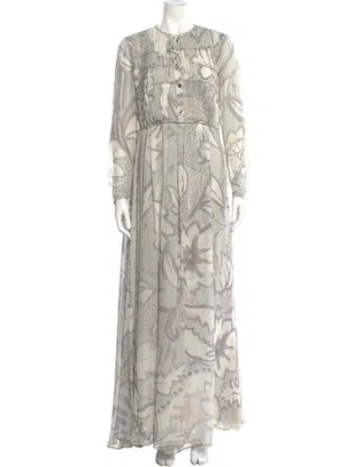 Pre-owned Burberry Prorsum Silk Long Dress In Gray