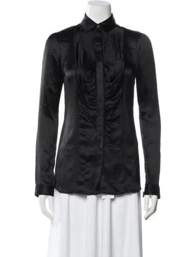 Pre-owned Burberry Prorsum Silk Long Sleeve Blouse In Black