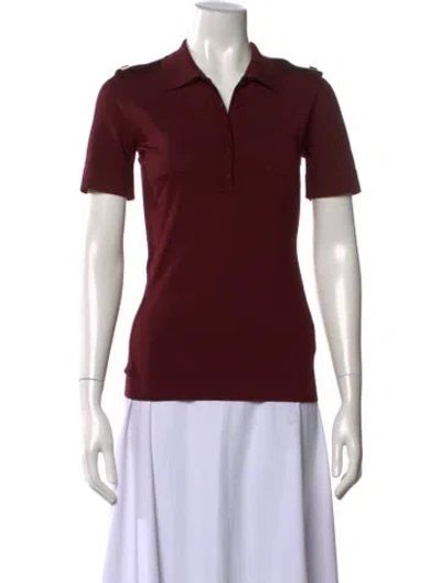 Pre-owned Burberry Prorsum Silk Short Sleeve Polo In Burgundy