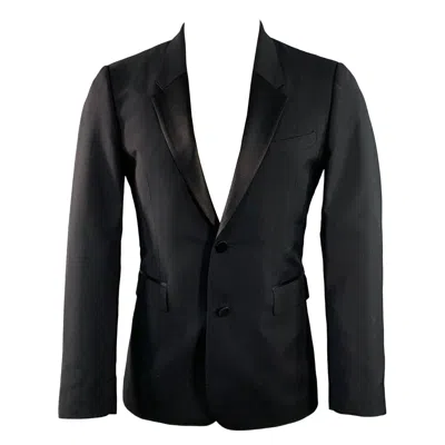 Pre-owned Burberry Prorsum Size 38 Black Wool Mohair Silk Tuxedo Sport Coat