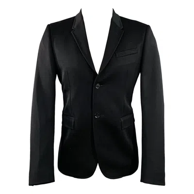 Pre-owned Burberry Prorsum Size 40 Black Wool Twill Notch Lapel Sport Coat