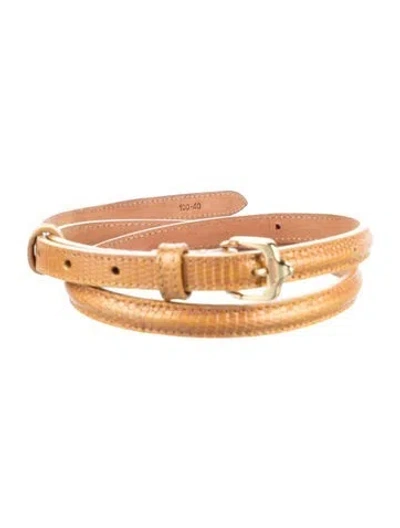 Pre-owned Burberry Prorsum Skinny Embossed Leather Belt In Yellow