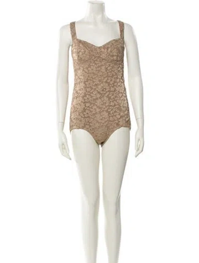 Pre-owned Burberry Prorsum Square Neckline Sleeveless Bodysuit In Neutral