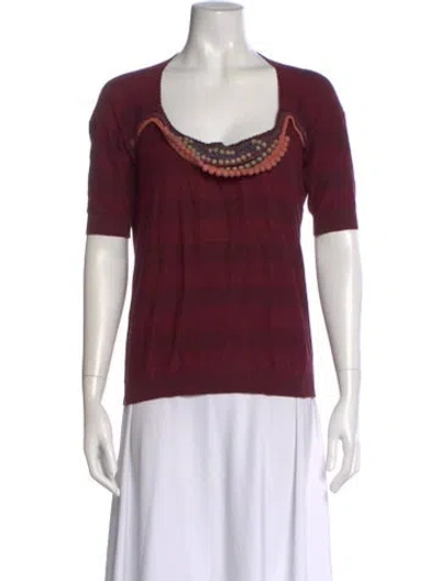 Pre-owned Burberry Prorsum Striped Scoop Neck Top In Burgundy