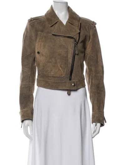 Pre-owned Burberry Prorsum Suede Biker Jacket In Brown