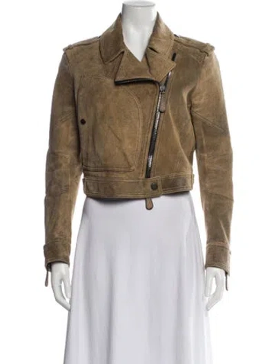 Pre-owned Burberry Prorsum Suede Biker Jacket In Neutral