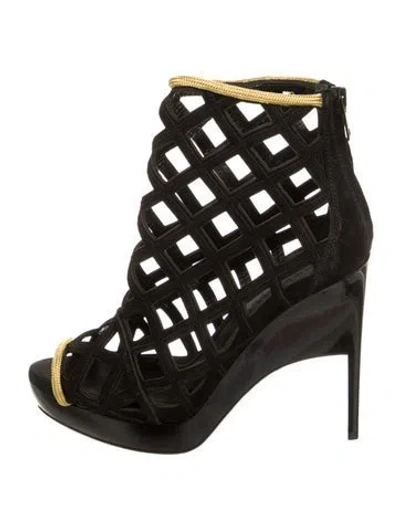 Pre-owned Burberry Prorsum Suede Cutout Accent Boots In Black