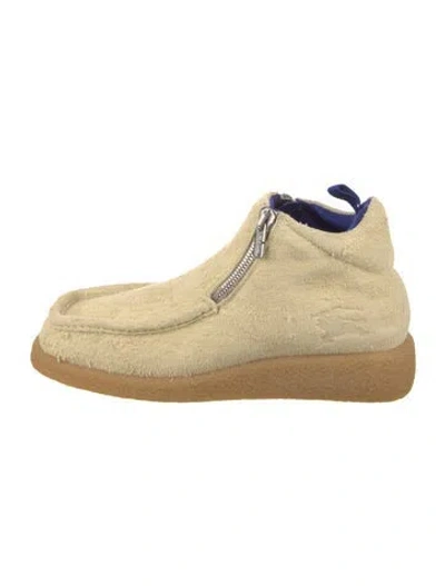 Pre-owned Burberry Prorsum Suede Lace-up Boots In Yellow