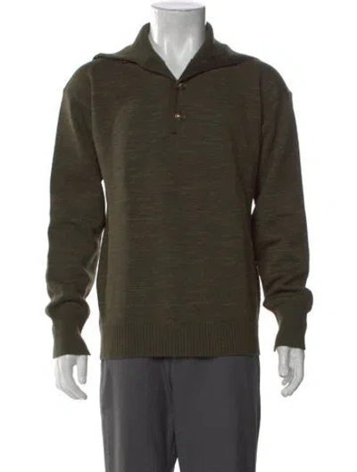 Pre-owned Burberry Prorsum Super Nova Check Pattern Merino Wool Polo Sweater In Green