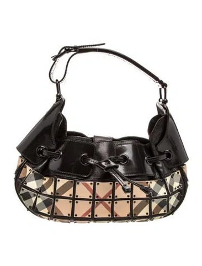 Pre-owned Burberry Prorsum Super Nova Check Shoulder Bag In Black