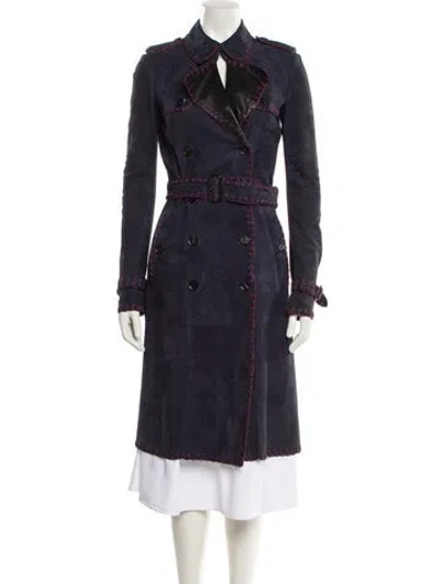 Pre-owned Burberry Prorsum Trench Coat In Blue