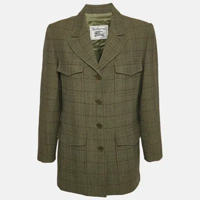 Pre-owned Burberry Prorsum Vintage Green Check Wool Blazer M