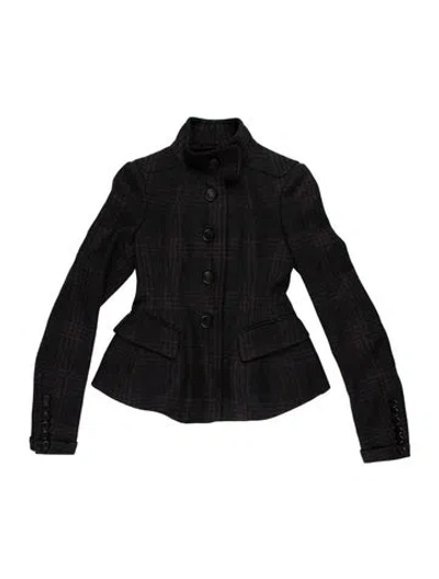 Pre-owned Burberry Prorsum Virgin Wool Plaid Print Jacket In Purple
