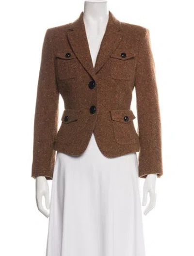 Pre-owned Burberry Prorsum Virgin Wool Tweed Pattern Blazer In Brown