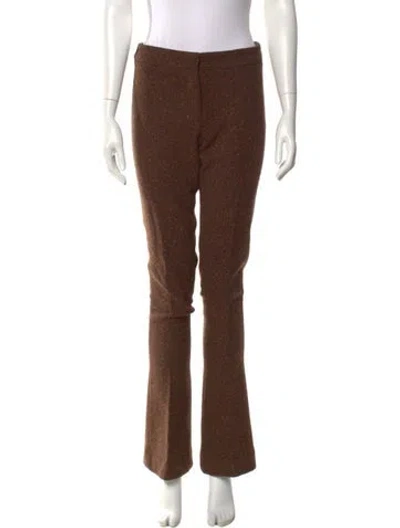 Pre-owned Burberry Prorsum Virgin Wool Wide Leg Pants In Brown
