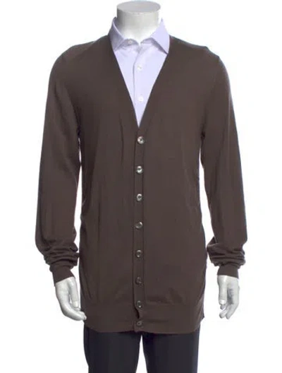 Pre-owned Burberry Prorsum V-neck Long Sleeve Cardigan In Brown