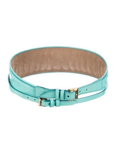 Pre-owned Burberry Prorsum Wide Patent Leather Belt In Blue