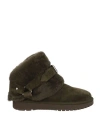 Burberry Prorsum Woman Ankle Boots Dark Green Size 8 Sheepskin, Calfskin, Cotton, Viscose In Green