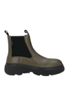 Burberry Prorsum Woman Ankle Boots Military Green Size 7 Leather, Textile Fibers In Green
