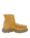 Burberry Prorsum Woman Ankle Boots Mustard Size 8 Calfskin, Shearling In Yellow