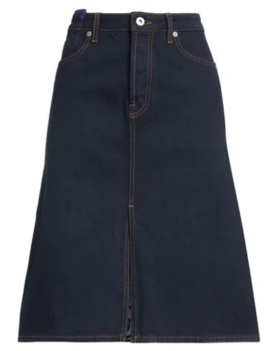 Burberry Prorsum Woman Denim Skirt Blue Size 8 Cotton, Calfskin