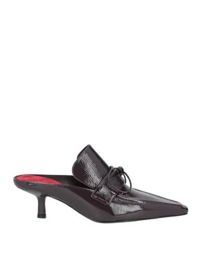 Burberry Prorsum Woman Mules & Clogs Plum Size 7 Leather In Purple