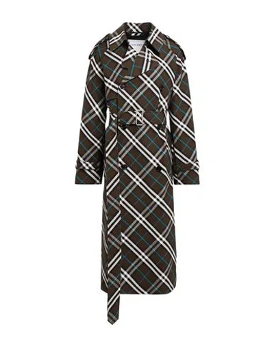 Burberry Prorsum Woman Overcoat & Trench Coat Military Green Size 6 Polyester, Cotton