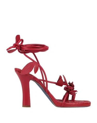 Burberry Prorsum Woman Sandals Brick Size 6 Leather In Red