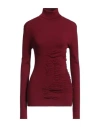 Burberry Prorsum Woman Turtleneck Burgundy Size L Cashmere, Polyester, Polyamide, Elastane In Red