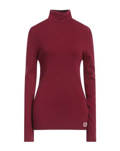 Burberry Prorsum Woman Turtleneck Burgundy Size L Wool, Polyester, Polyamide, Elastane In Red
