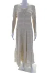 Burberry Prorsum Womens Cotton Long Sleeve Buttoned Mesh Maxi Dress Beige In Beige