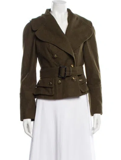 Pre-owned Burberry Prorsum Wool Biker Jacket In Green